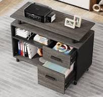 Photo 1 of MISSING PIECES, LOOSE HARDWARE*******Halseey 63 in. L Shaped Black Grey Large Wood 2-Drawer Computer Desk for Home Office, Big Executive Desk File Cabinet
Questions & Ans