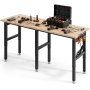 Photo 1 of VEVOR Adjustable Workbench, 5000 lbs Capacity, 72 x 24 Inch Oak Wood Top Workstation with 4 AC Outlets & 2 USB Ports, Heavy-Duty Hardwood Worktable for Garage, Workshop, Home, Office, Commercial