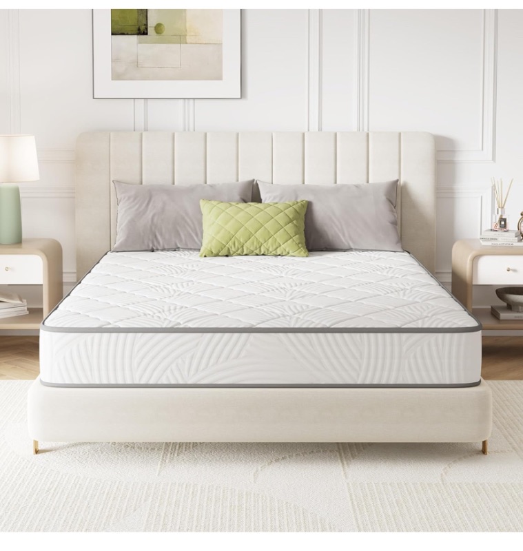 Photo 1 of 8 Inch Queen Size Mattress Hybrid with Comfy Support, Bed Mattresses in a Box with Individual Pocket Springs for Motion Isolation & Pressure Relief, Certipur-Us Certified