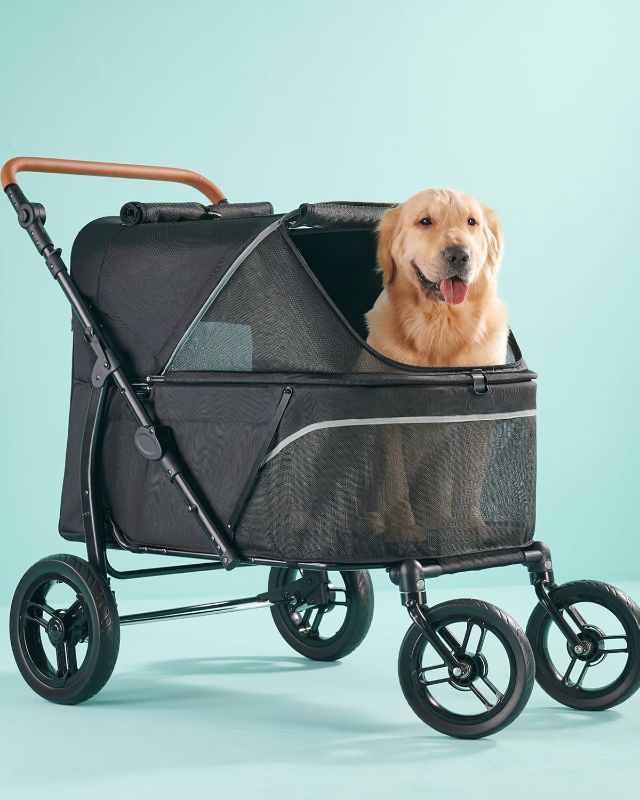 Photo 1 of Zoosky Pet Stroller for Large Dogs up to 110lbs, Large Pet Stroller for Multiple Pets, All-Terrain with Adjustable Handle & Mesh Dual-Window, 1680D Waterproof Oxford Fiber