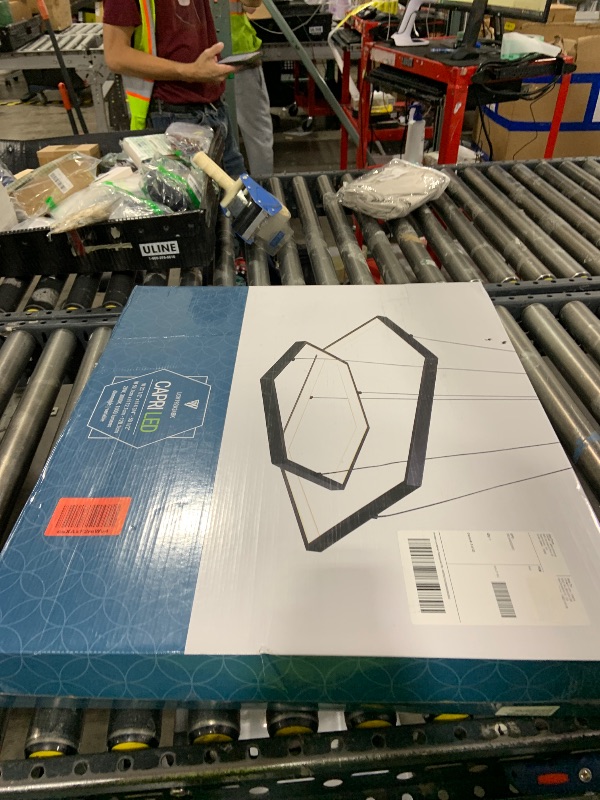 Photo 1 of Canarm Ltd Orion LED Chandelier - 23.5" Wide, 28W Integrated LED, Dimmable, 1000 Lumens, 3000K, Adjustable Height 4.75" - 50.5", Black Finish, Contemporary Style for Large Space