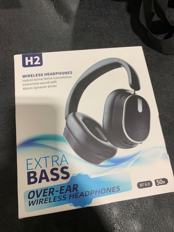 View 2 of MMWOWARTS Hybrid Active Noise Cancelling Bluetooth Headphones,Bluetooth 6.0 Over Ear Wireless Headphones with 60H Playtime, Hi-Res Audio, Deep Bass, Memory Foam Ear Cups for Home Office Travel Black