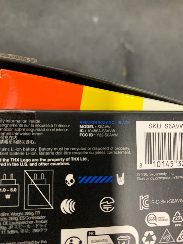 Photo 1 of Skullcandy Aviator 900 ANC Wireless Over-Ear Bluetooth Headphones, THX Spatial Audio with Head Tracking, Adaptive Noise Cancelling, Up to 60 Hours Battery, Microphone for iPhone Android - True Black