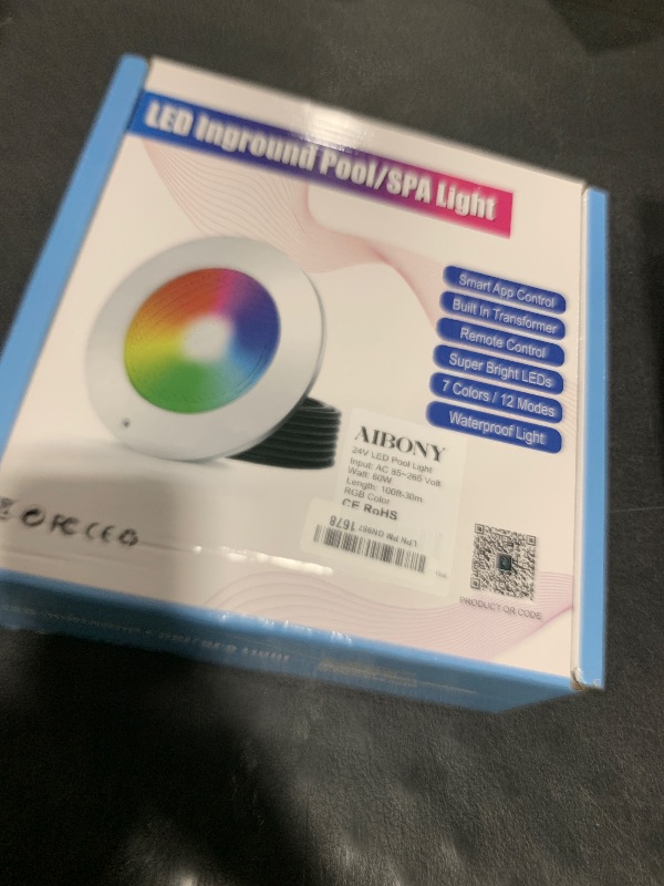 Photo 1 of LED Pool Lights for Inground Pool, 60W 100Ft 10 Inch Pool Light with 3 Control Way (App/Remote/Manual Controller), Underwater Swimming Pool Spa Light Replacement, Fit for 10” Wet Niche, 100 Ft Cord