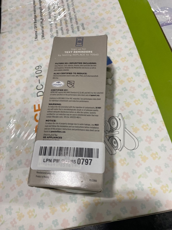 Photo 1 of GE XWFE Refrigerator Water Filter, Genuine Replacement Filter, Certified to Reduce Lead, Sulfur, and 50+ Other Impurities, Replace Every 6 Months for Best Results, Pack of 1