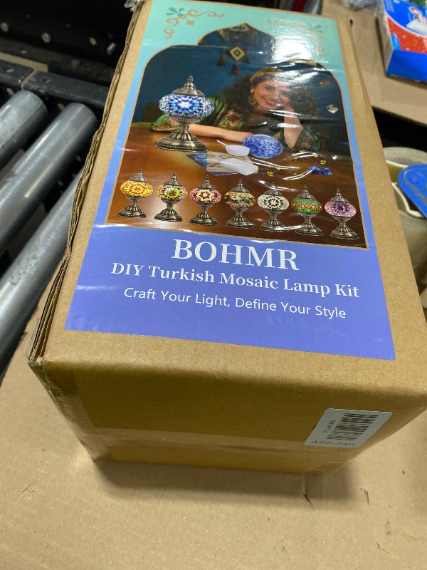 Photo 1 of BOHMR DIY Turkish Mosaic Lamp Kit, Stained Glass Table Lamp Making Kit- Easy and Fun, No Experience Needed, Mosaic Art & Craft Project Kits for Adults & Teens, Make Your Own Table Lamp,White