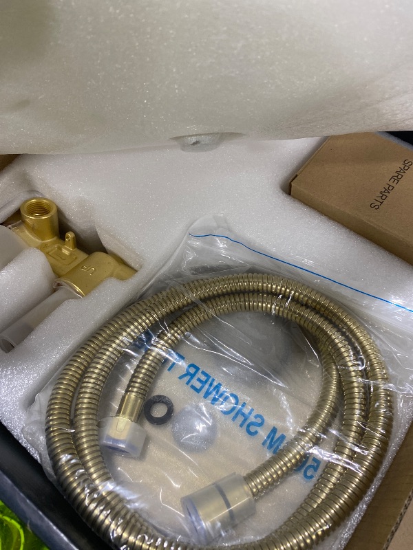 Photo 1 of RF SUNUAN Shower System with Tub Spout, Gold Bathtub Shower Faucet Set, 8" Rain Shower Head and Handheld Spray Combo, Round Shower Head and Handle Set with Tub Spout (Valve Included), Brushed Gold