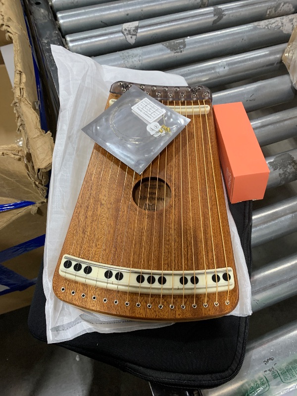 Photo 1 of Guitar Harp | Hanago M28 [16 Strings but Playable 28 Notes] Single-Fret Fingerboard with Piano Array, Portable A4 Size, All Solid Wood(Mahogany)