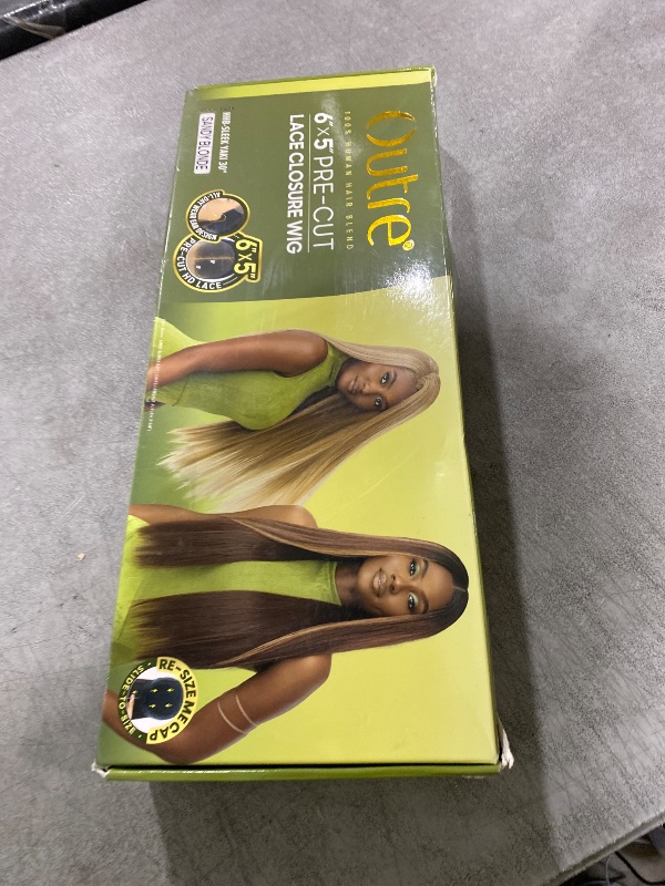 View 2 of WAVY/CURLY Outre 6X5 Pre-Cut Lace Closure Wig - Human Hair Blend - Sleek Yaki 30" (SANDY BLONDE)