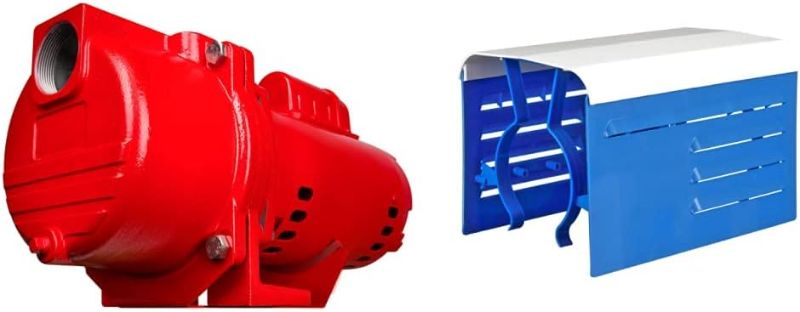 Photo 1 of Red Lion RL-SPRK-200-BR, 230 Volt, 2HP, 77 GPH Sprinkler/Irrigation Pump with Brass Impeller, Red, 97102002 and Blue Devil Adjustable Motor Cover, water resistant
