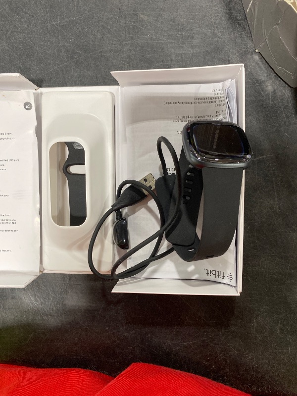 Photo 1 of Fitbit Sense 2 Advanced Health and Fitness Smart Watch (Grey/Graphite) with Manage Stress, ECG, SpO2, GPS, 2 Sizes Bands, Bundle with Charger Dock, Wall Adapter, 2 Screen Protectors & PremGear Cloth