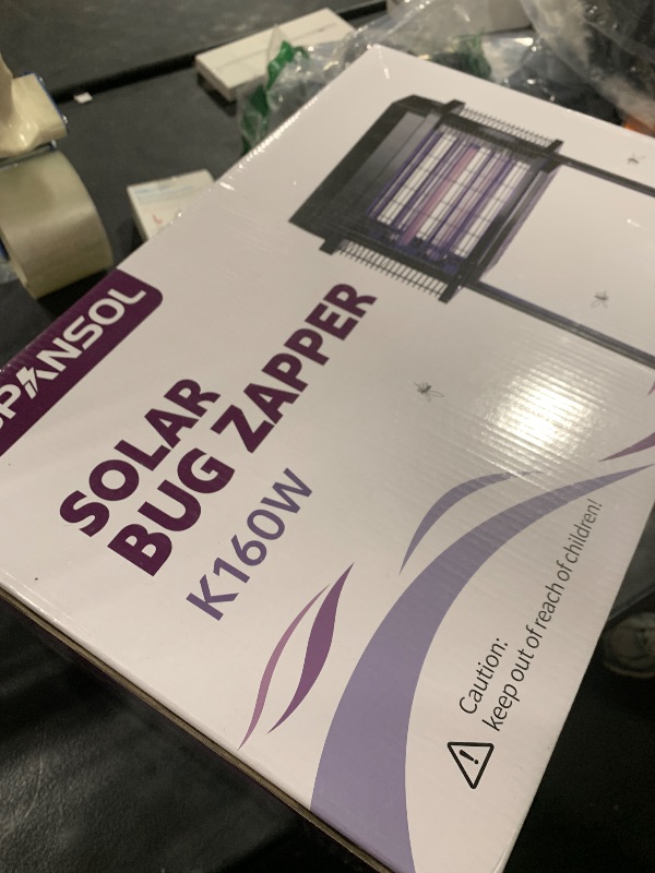 Photo 1 of Spansol Solar Bug Zapper Outdoor, Purple UV Mosquito Zapper with Smart Rain Off Rechargeable Mosquito Killer Lamp, Wireless Solar Powered Fly Trap for Yard Patio RV (Pure Black)