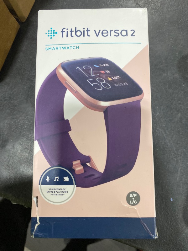 Photo 1 of Fitbit Versa 2 Smartwatch Bordeaux/Copper Rose