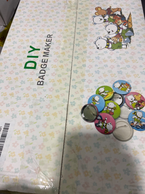 Photo 1 of Happizza Button Maker Machine Multiple-Sizes - Pin Maker Machine 1.25 inch+2.25 inch, Interchangeable Button-models Badge Button Press Machine with 200 Sets 32+58mm Button Maker Supplies&Circle Cutter