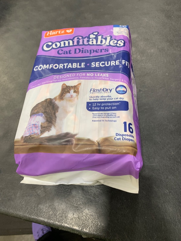Photo 1 of Hartz Comfitables Cat Diapers,Medium, 16 Count, Comfortable & Secure Fit, Easy to Put On