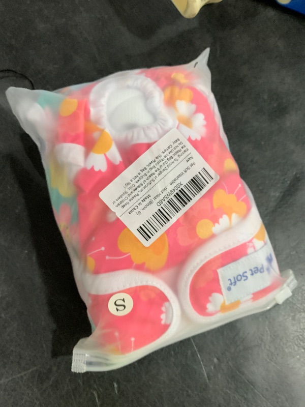 Photo 1 of Pet Soft Washable Female Diapers (3 Pack) Female Dog Diapers, Comfort Reusable Doggy Diapers for Girl Dog in Period Heat (Bloom, S)