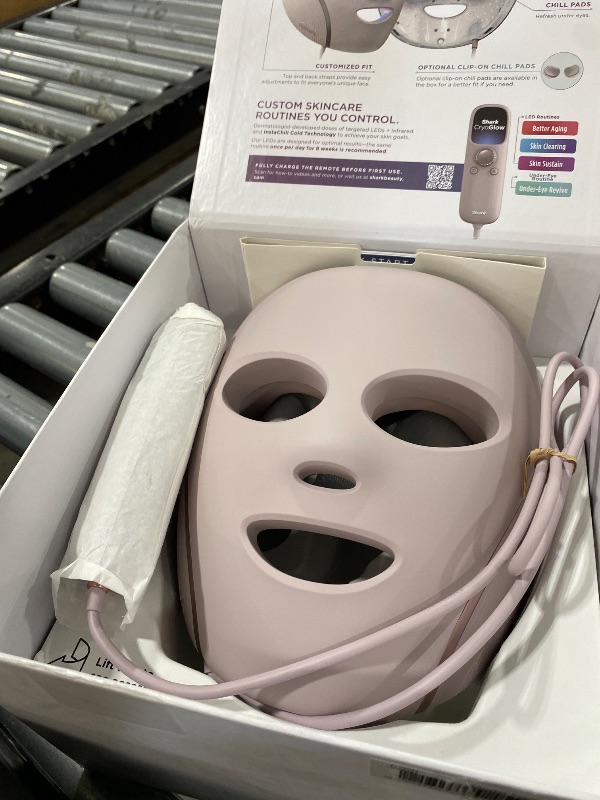Photo 1 of Shark CryoGlow LED Face Mask with Under-Eye Cooling, Anti-Ageing & Blemish Repair, Red & Blue LED, Infrared Light Therapy, USB-C, Remote Control, Storage Bag, Adjustable Straps, Rose Glow, FW312PK