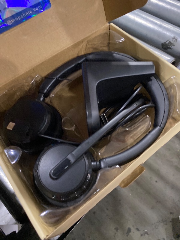 Photo 1 of Mopchnic Wireless Headset with Noise Cancelling Microphone, On-Ear Bluetooth Headset with USB Dongle, Mute Function & Charging Base, Wireless Headphones for Work from Home and Call Center (Black)