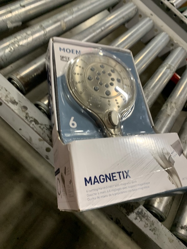 Photo 1 of Moen Engage Spot Resist Brushed Nickel Six-Function 5.5-Inch Removable Handheld Showerhead with Magnetic Docking System, 26112SRN