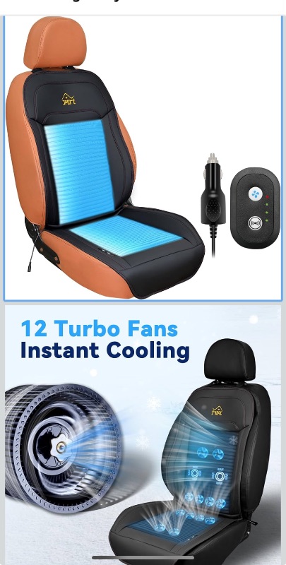 Photo 1 of JPart Cooling Seat Covers for Cars, 12V-24V Cooling Car seat Cover with 12 Fans and Massage, Car Seat Cooler for Truck, SUV, Sedan,1 Pack