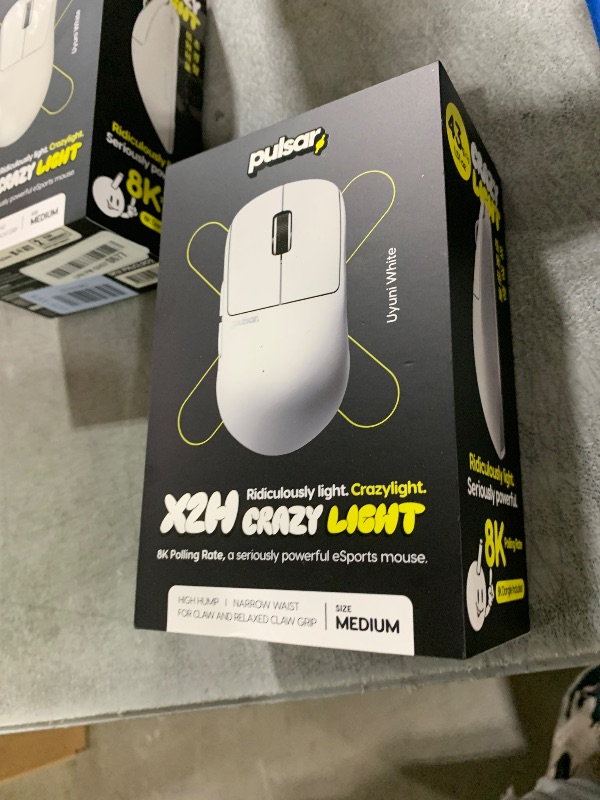 Photo 1 of Pulsar Gaming Gears X2H Crazylight Wireless Gaming Mouse, Ultra Lightweight 1.51 oz (43g), Optical Switch, 32000 DPI, 750 IPS, XS-1 Sensor, 8k Compatible (Medium, Uyuni White)
