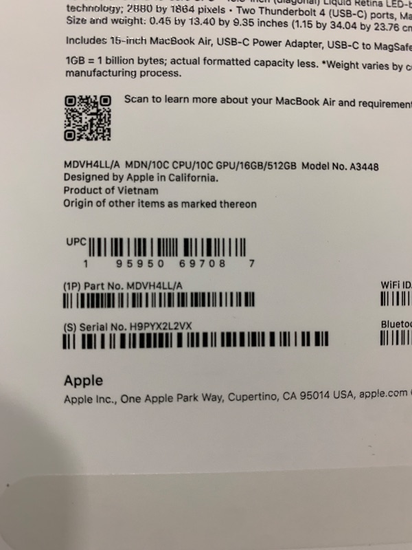 Photo 1 of Apple 2026 MacBook Air 15-inch Laptop with M5 chip: Built for AI, 15.3-inch Liquid Retina Display, 16GB Unified Memory, 512GB SSD, 12MP Center Stage Camera, Touch ID, Wi-Fi 7; Midnight