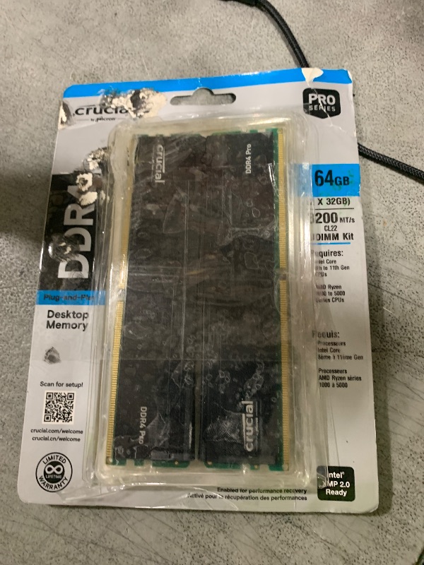 Photo 1 of Crucial Pro 64GB DDR4 RAM Kit (2x32GB) 3200MHz
