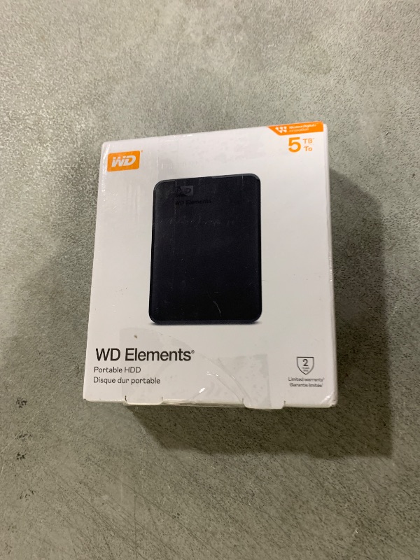 Photo 1 of Western Digital WD 5TB Elements Portable External Hard Drive for Windows, USB 3.2 Gen 1/USB 3.0 for PC & Mac, Plug and Play Ready - WDBU6Y0050BBK-WESN