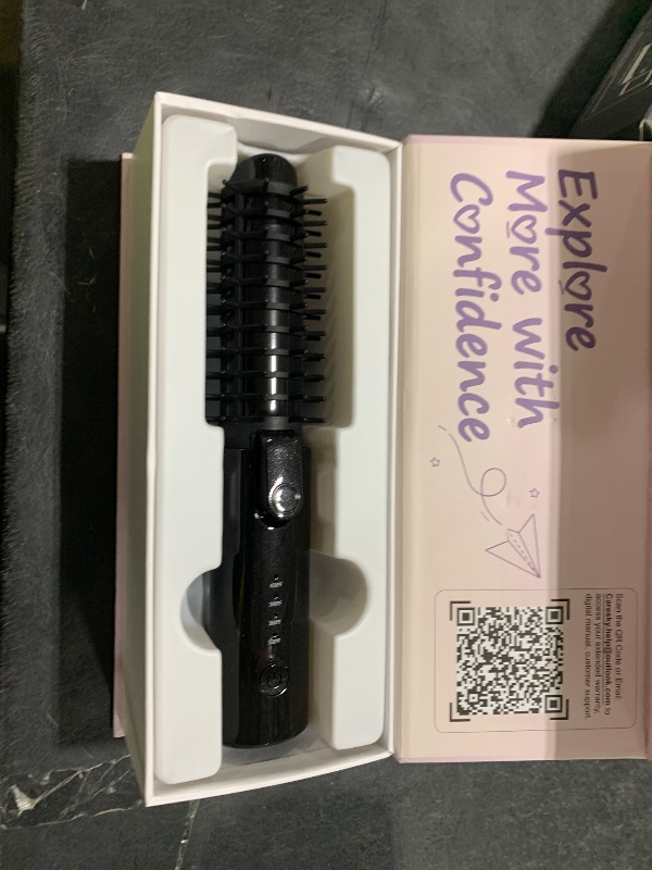 View 2 of CARESKY® Cordless Curling Iron Brush, Portable Travel Curling Iron with Safety Lock, Rechargeable Heated Round Brush with 200 Million Negative Ions, 1 1/5 inch Battery Hair Curler Brushfor Styles