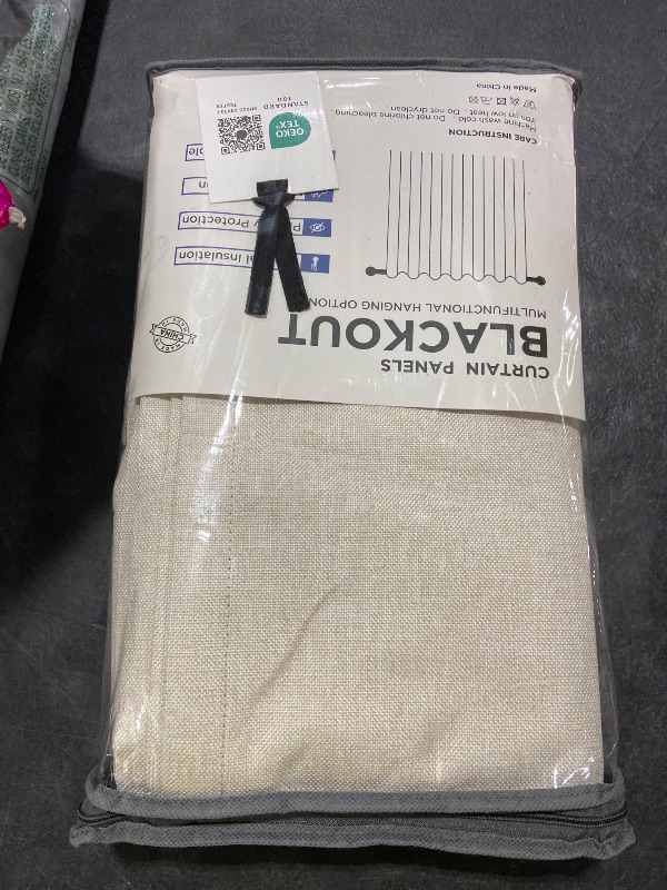 Photo 1 of Linen Total Blackout Curtains for Bedroom Living Room 84 Inch, Cream