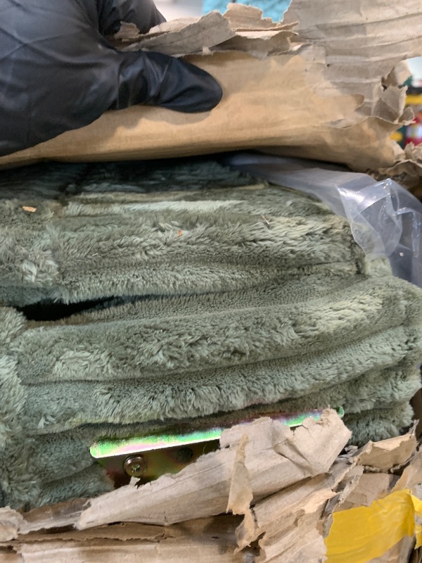 Photo 1 of ** PARTIAL SET / INCOMPLETE/ FINAL SALE NO RETURNS ** VLINSY HOME Loveseat Sofa with Pull Out Couch Chaise: 2-in-1 Convertible 2 Seater Sofa with USB Charging & Cup Holders, Comfy Plush Corduroy Love Seat for Small Spaces Living Room Apartment, Green