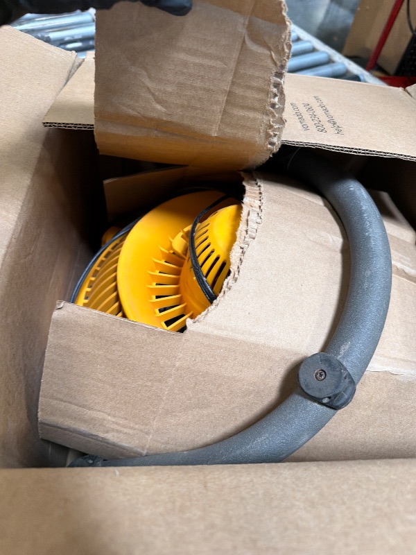 Photo 1 of [MAJOR DAMAGE/FOR PARTS] Vornado 293 Large Heavy Duty Shop Fan, 3 Speed Electric Fan, High Impact Casing, IP54-Rated Motor, Whole Room Air Circulator, Pivoting Head, Carry Handle, 16” Floor Fan for Bedroom and Garage, Yellow