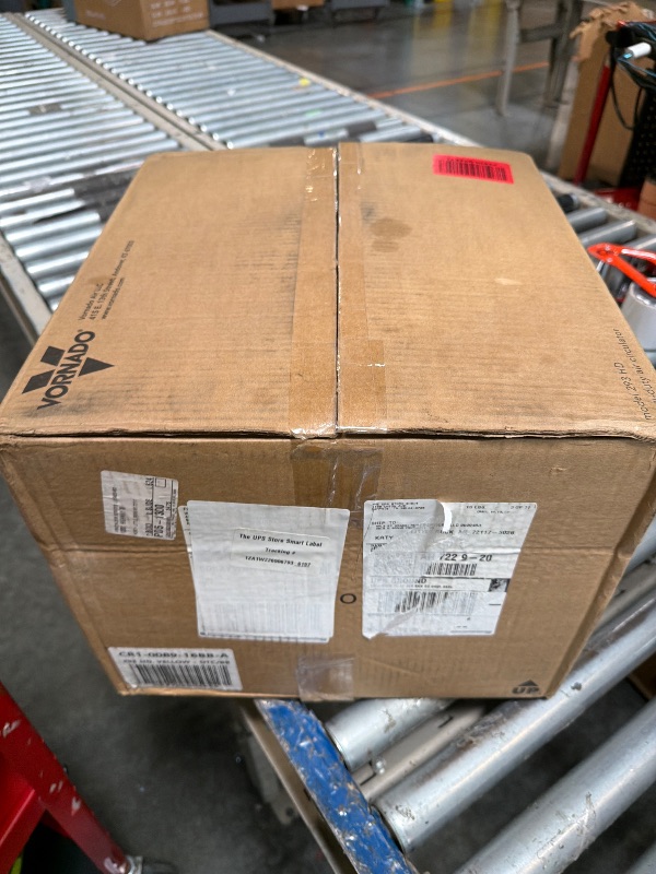 Photo 1 of [MAJOR DAMAGE/FOR PARTS] Vornado 293 Large Heavy Duty Shop Fan, 3 Speed Electric Fan, High Impact Casing, IP54-Rated Motor, Whole Room Air Circulator, Pivoting Head, Carry Handle, 16” Floor Fan for Bedroom and Garage, Yellow