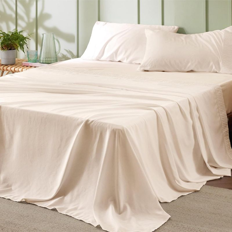 Photo 1 of * sheet only**
Bedsure Queen Sheet Set - 4 Pieces Soft Queen Size Sheets - Breathable & Cooling - Hotel Luxury - Easy Care Polyester Microfiber Bedding for Kids, Women, Men, Light Beige
