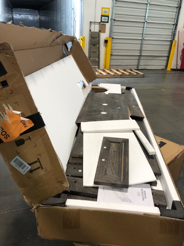 Photo 1 of ** SOLD AS IS NO REFUND/RETURN**
QUW 70" Farmhouse Fireplace TV Stand for TVs up to 80", Entertainment Center with 36" 3-Side Glass Electric Fireplace with Open Shelf and Cabinet, TV Console for Living Room, Antique White
