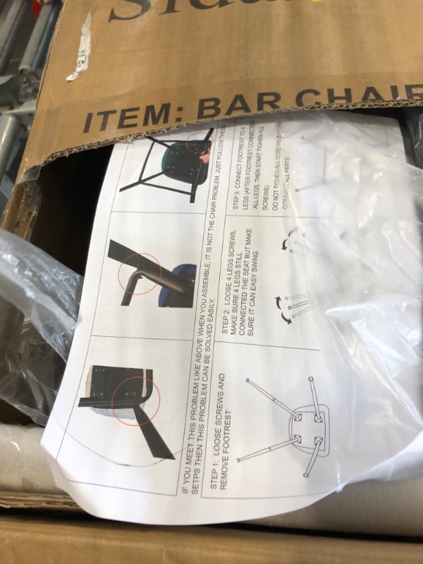 Photo 1 of [Just 1] Sidanli Blue Bar Stool, 24 Inch Velvet Counter Height Bar Stools with Footrests, Modern Bar Chairs for Home, Kitchen Island, Dining Room
