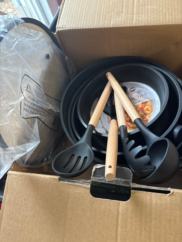 Photo 1 of **MISSING PARTS**
Astercook 19 Pcs Pots and Pans Set Non Stick, Black Titanium Induction Kitchen Cookware Sets, Non toxic Healthy Kitchen Cooking Set with Frying Pans Set, PFAS PTFE PFOA PFOS Free, Mothers Day Gifts