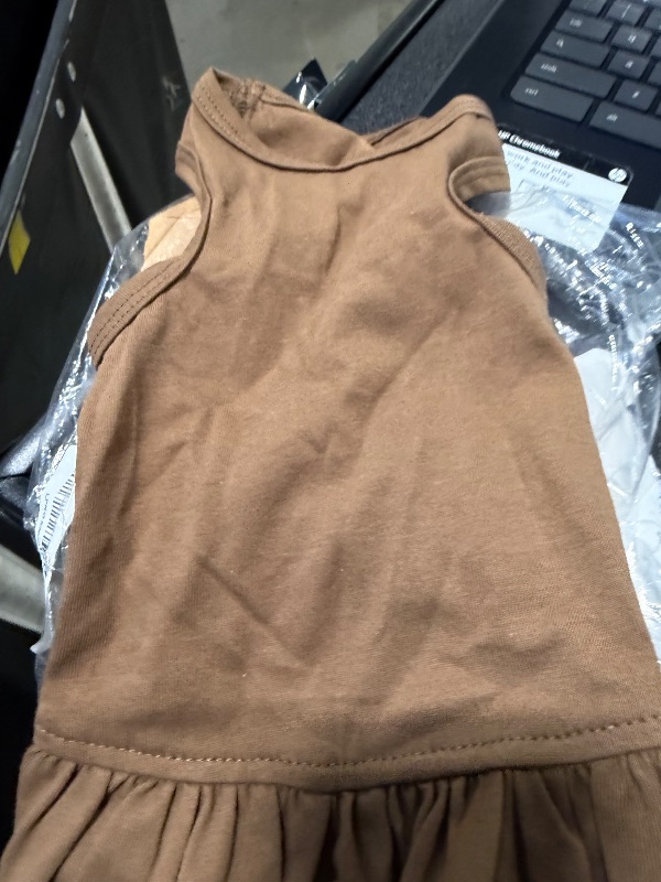 View 3 of *****USED****Pet Clothes Small Dog Clothing Blank Color Sport Dress T-Shirts Tee Dresses Tanks Top for Small Size Female Dogs Summer Spring Pet Costumes 100% Cotton (XS Coffee)