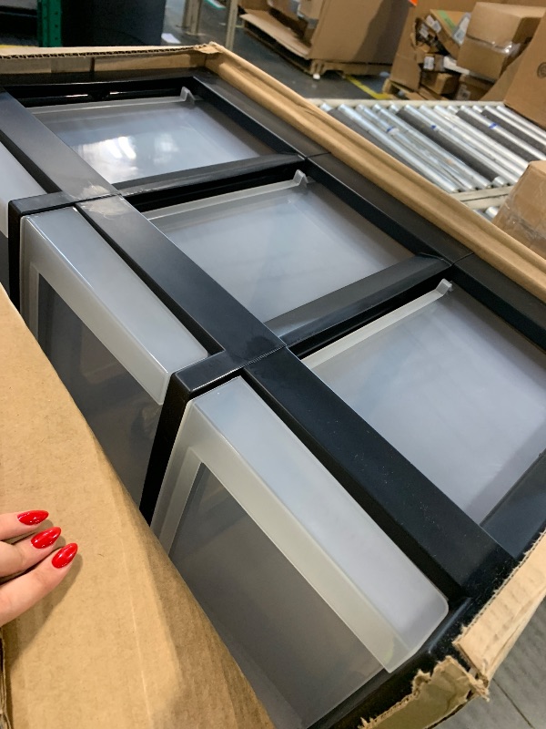 Photo 1 of *****SIMILAR ITEM**** TNLOJI Black Storage Drawer, 3 Drawer Wide Plastic Storage Cart with Clear Pull Out Drawers