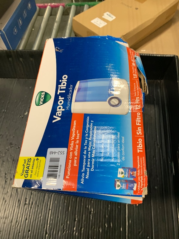 Photo 1 of **DIRTY/USED**
Vicks Warm Mist Humidifier Filter-Free 1-Gal Tank, Auto Shut-Off, Night Light, VapoPad and VapoSteam Compatible