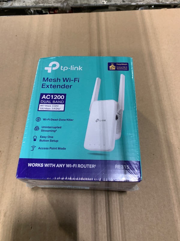 Photo 1 of *** NEW FACTORY SEALED *** TP-Link AC1200 WiFi Extender, 2023 Engadget Best Budget Pick, 1.2Gbps Signal Booster for Home, Dual Band 5GHz/2.4GHz, Covers Up to 1500 Sq.ft and 30 Devices,Support Onemesh, One Ethernet Port (RE315)