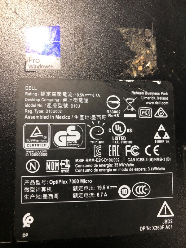 Photo 1 of *** SALE FOR PARTS*** Dell OptiPlex 7050 Micro Form Factor Desktop Computer, Intel Core i5-7500T, 8GB DDR4, 500GB Hard Drive, Windows 10 Pro (JXKHY)