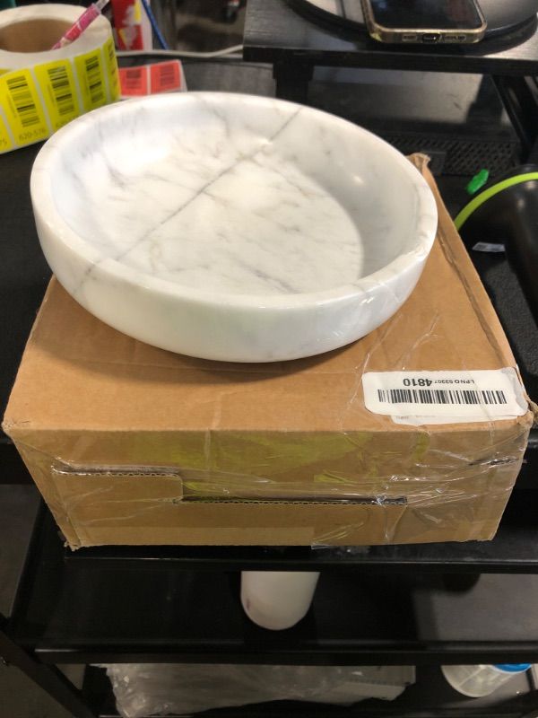 Photo 1 of **SOLD AS IS NO REFUND/RETURN** SEE COMMENTS!~
FNTSTICGOODS Marble Decorative Bowl - 7.5" White/Grey Solid Marble Centerpiece - Handmade Stone Fruit Bowl - Catch-All or Key Bowl for Kitchen - Modern Minimalist Decor
