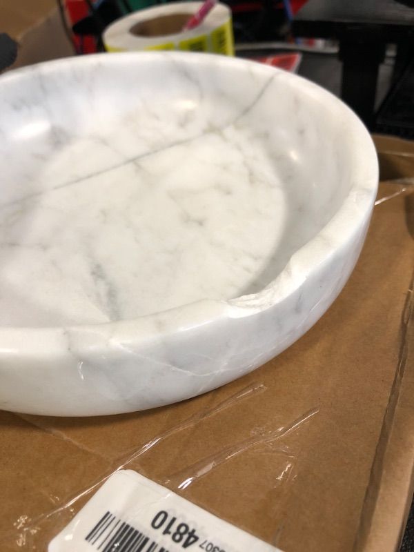 Photo 1 of **SOLD AS IS NO REFUND/RETURN** SEE COMMENTS!~
FNTSTICGOODS Marble Decorative Bowl - 7.5" White/Grey Solid Marble Centerpiece - Handmade Stone Fruit Bowl - Catch-All or Key Bowl for Kitchen - Modern Minimalist Decor