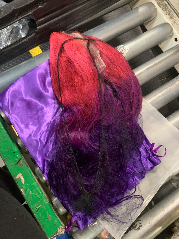Photo 1 of ***SIMILAR***** Colorful Bird Purple Ombre 13x4 HD Lace Front Wig Human Hair Body Wave 3 Tone Pink to Purple Glueless Wigs Dark Pink Root Rainbow Colored Lace Frontal Wig 180% Density 20 Inch