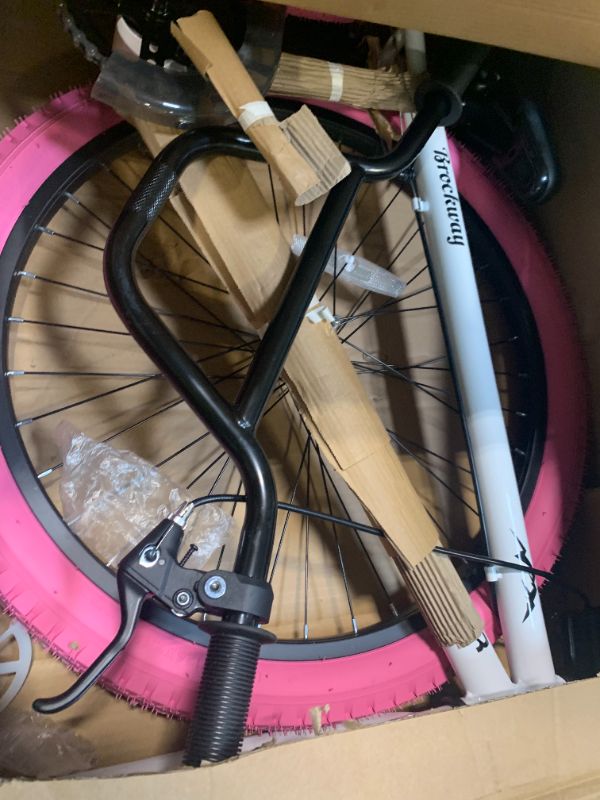 Photo 1 of ****PARTIAL SET - Missing handle bar bracket and screws**** JOYSTAR 24 Inch Kids Bike Freestyle BMX Bikes for 8-12 Years Boys Girls and Beginner Riders, 24 Inch Bikes with Pink Tires, White Frame