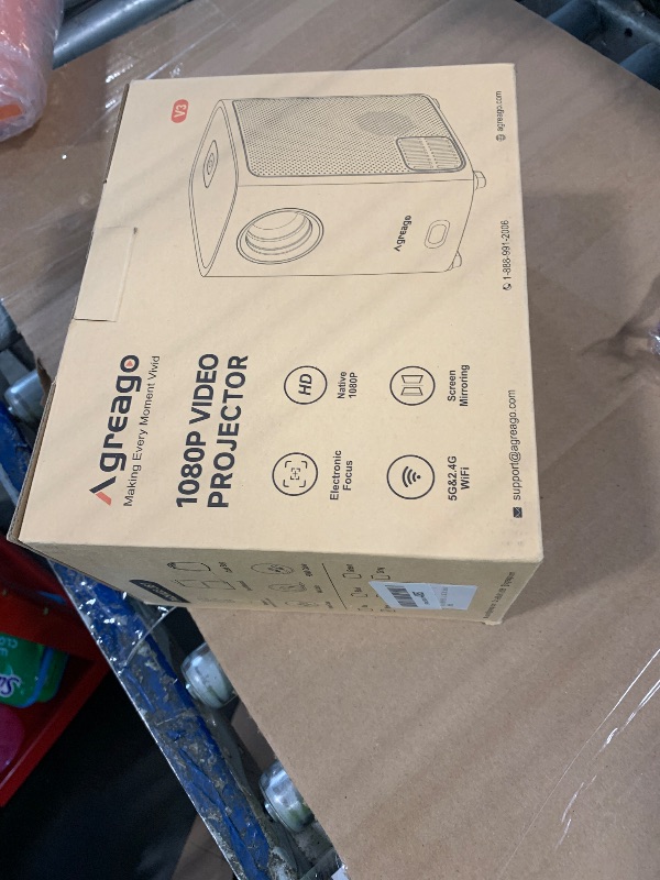 Photo 1 of [Electric Focus] Projector with WiFi and Bluetooth, Native 1080P 15,000 Lumens 4K Supported, Agreago Outdoor Movie Projector for Home Theater UP to 300", for iOS/Android/TV Stick/HDMI/USB (White)