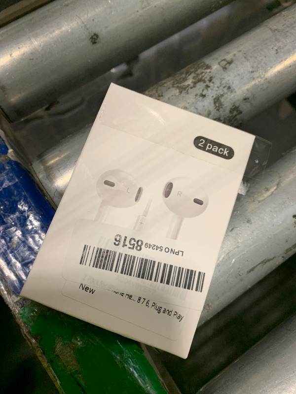 Photo 1 of **ONE PC**[Apple MFi Certified] 2 Pack Lightning Headphones, True Plug and Play Wired Earbuds for iPhone with Microphone & Volume Control, in-Ear Earphones Compatible with iPhone 14 13 12 11 Pro Max XS XR 8 7