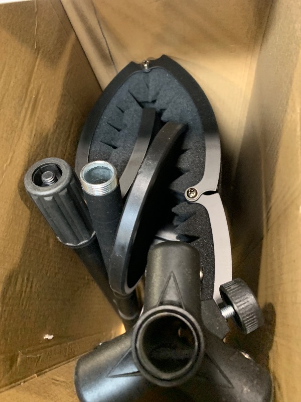 Photo 1 of **MISSING PARTS**
Professional Studio Recording Microphone Isolation Shield, Pop Filter,High density absorbent foam is used to filter vocal. Suitable for Blue Yeti and other condenser microphones (AO-504 With Stand)
