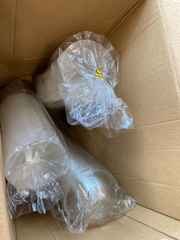Photo 1 of [HALF LEFT] [PARTIAL SET]  FOCUSLINE 200 PACK 16oz Clear Plastic Cups with Lids, Disposable Cold Drinking Cups, 16 Ounce Large Clear Cup with Dome Lids with Holes for Smoothie, Milkshake, Bubble Tea, Parfait